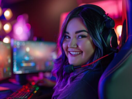 Garota gamer sorrindo