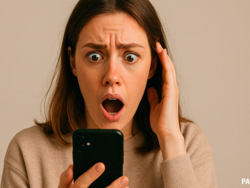 Mulher chocada ao telefone
