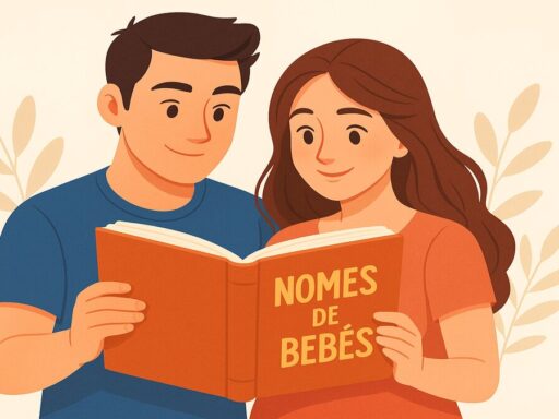 Casal lendo nomes de bebês