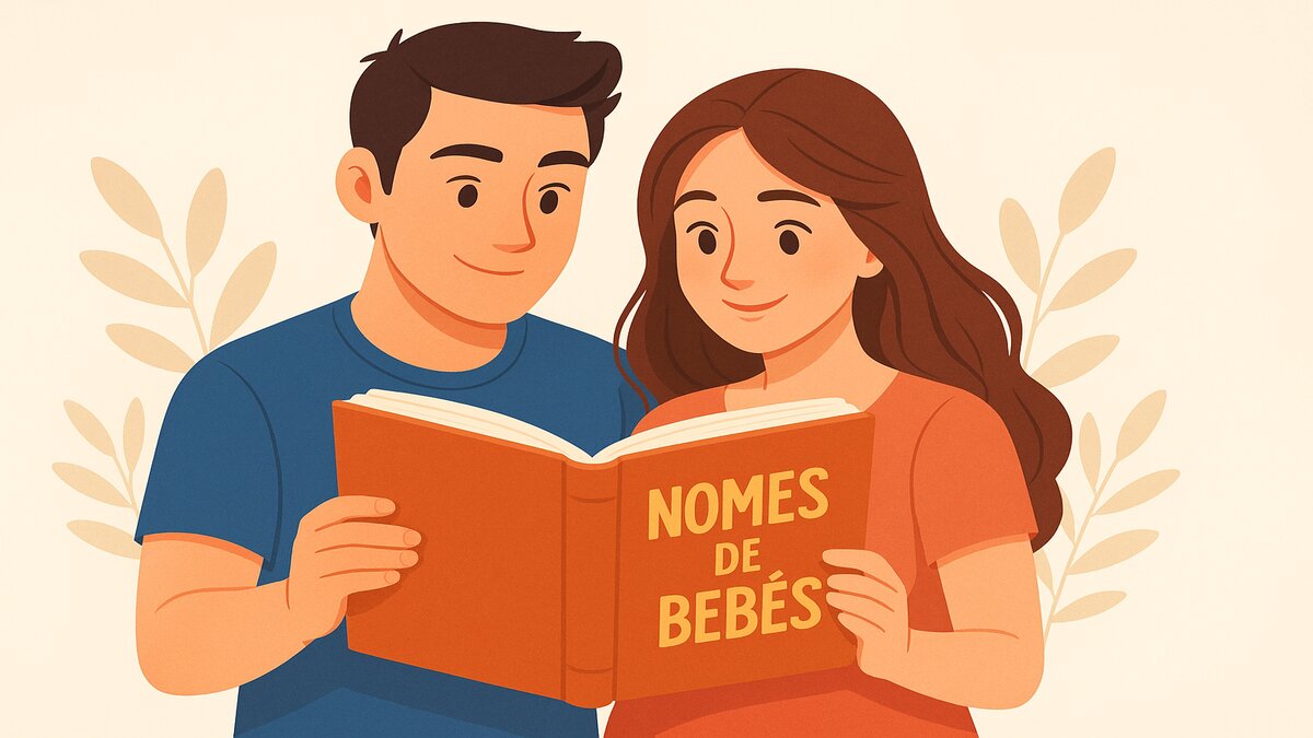 Casal lendo nomes de bebês